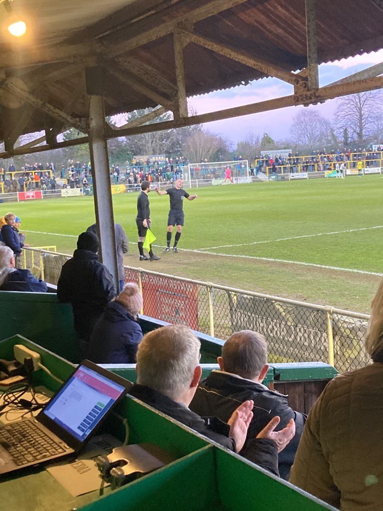 Just wasn’t to be for <a href="/HitchinTownFC/">Hitchin Town FC</a> today who hit the woodwork three times and conceded twice in two minutes in an entertaining affair, made even more entertaining by a teacher called Martin replacing the injured linesman in the second half 💛💚