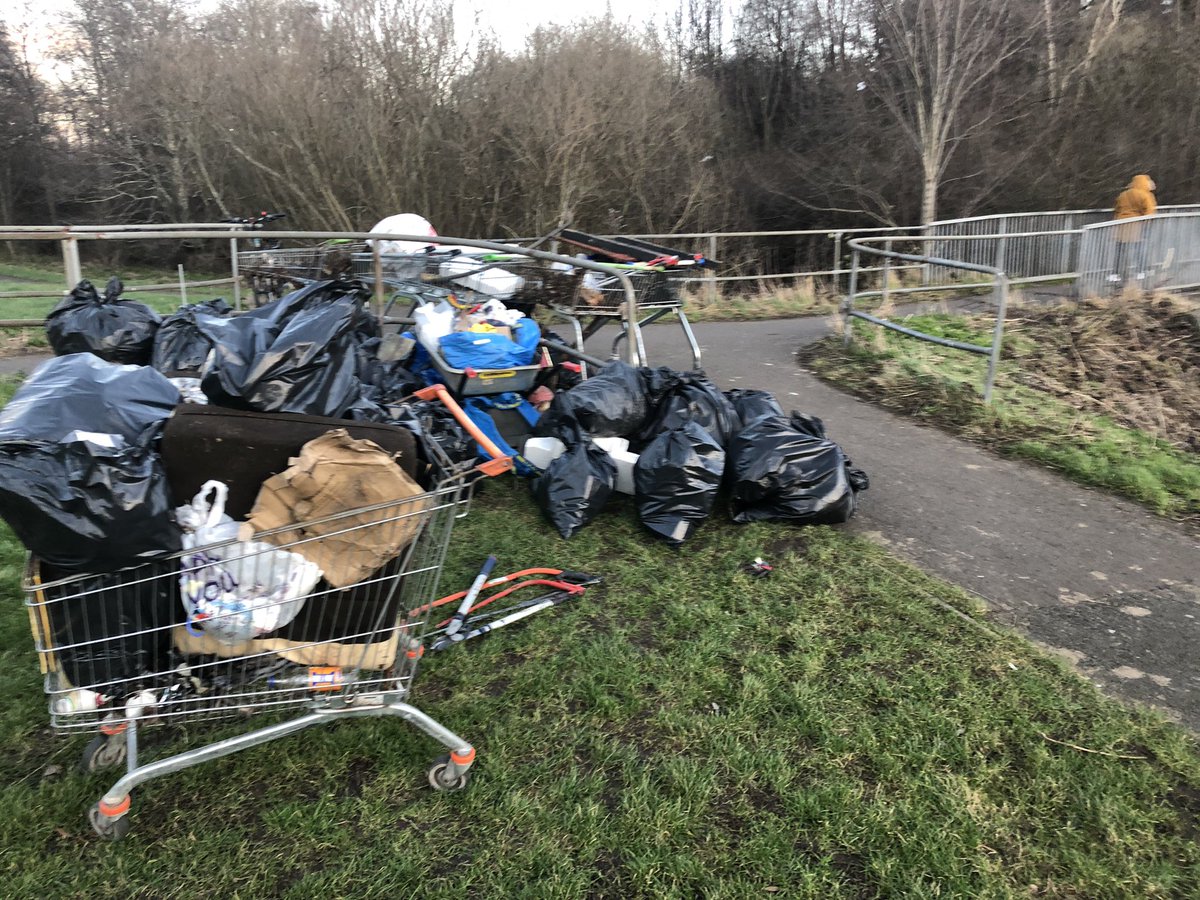Cleanporty's tweet photo. @edinhelp Clean up on Magdalene Glen completed. More than expected! Ready for pick up please. @PortyTimebank great work and in particular @MaryGreens ! https://t.co/ZmHuTe2VaI
