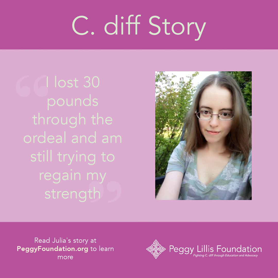 PeggyFund's tweet photo. After battling through a bout of C. diff at 33 years old, Julia continues to struggle to regain her strength. Read her full story and others here. https://t.co/0MFqs4bWuY #cdiff #cdifficile #antibiotics #AntibioticResistance #seecdiff #youknowcdiff #breakthecdiffcycle https://t.co/qkPkxn7hm6