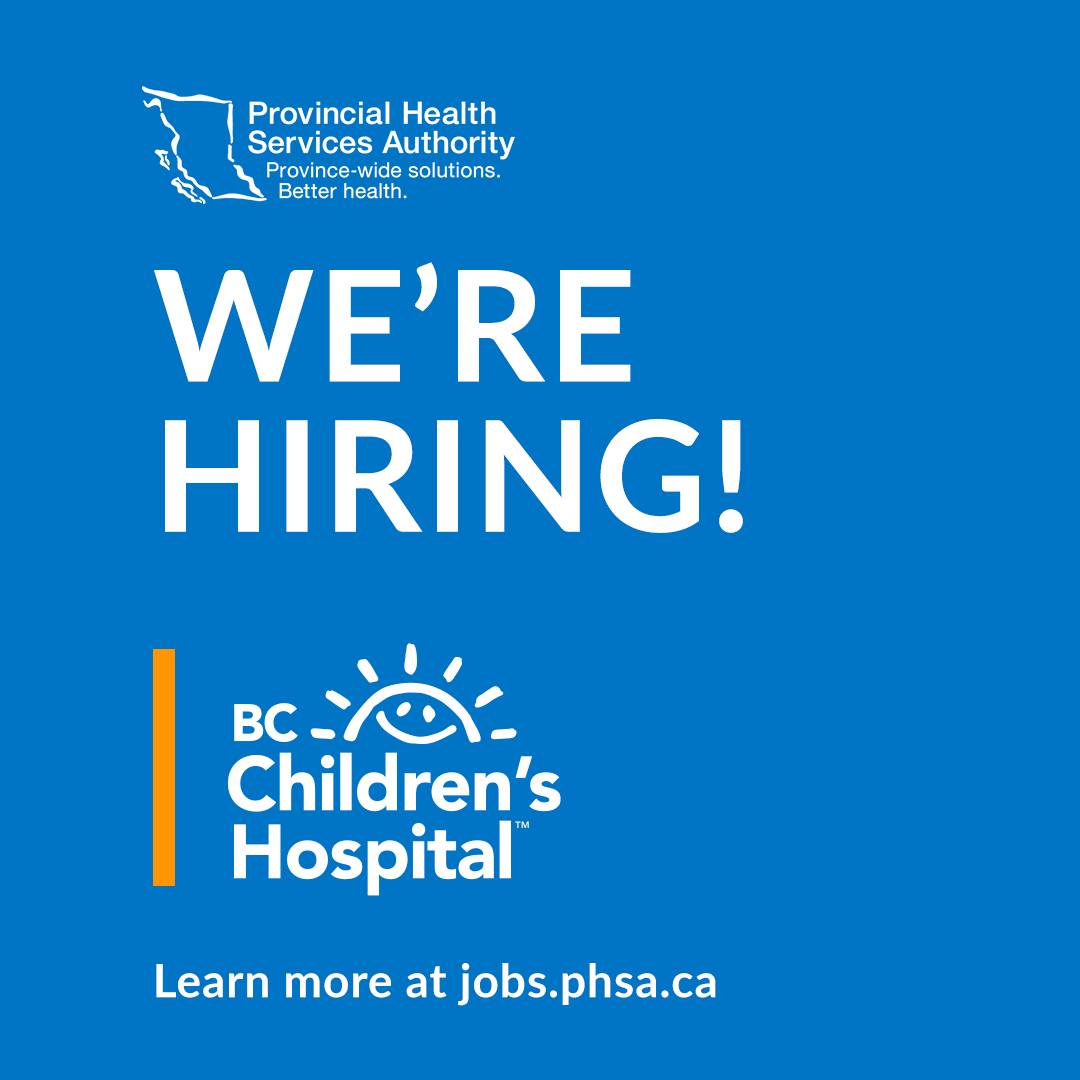 Join us at <a href="/BCChildrensHosp/">BC Children's Hospital</a> as a Child Life Specialist! Make a difference in the lives of children and youth by providing activities that will help further their social, emotional, intellectual and physical development. 

Apply today! ow.ly/eA7A50HH6KF