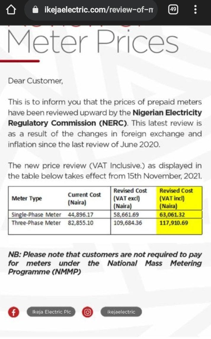 Hardeybc (@oyindabc) on Twitter photo I don't this prices <a href="/IkejaElectric/">Ikeja Electric</a> . 1 phase meter 63k and from your WhatsApp customer service, I saw 48k. I need someone to explain this I don't this prices <a href="/IkejaElectric/">Ikeja Electric</a> . 1 phase meter 63k and from your WhatsApp customer service, I saw 48k. I need someone to explain this