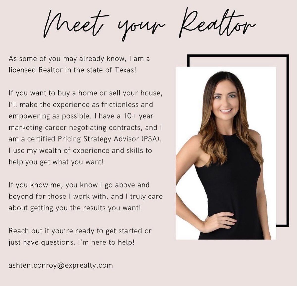 AshtenConroy's tweet photo. Your DFW Realtor!

DM me or email me at Ashten.conroy@exprealty.com if you’re ready to get started - I’m here to help!

I have a 10+ year career history and MBA in Marketing, and I use my wealth of experience to help you get what you want!

Let’s do this! 
#dfwrealestate #realtor https://t.co/F8So0S0x4x