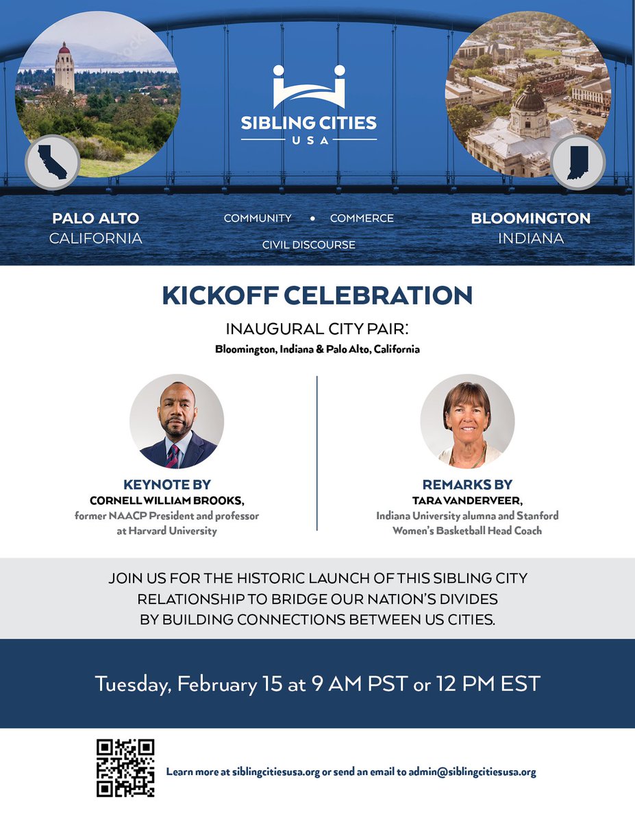 Sibling Cities USA (@siblingcities) on Twitter photo We are so excited to announce our kickoff celebration! Don't miss this important event, including speakers <a href="/CornellWBrooks/">Rev. & Prof. Cornell William Brooks</a>, former <a href="/NAACP/">NAACP</a> President, and Tara Vanderveer, <a href="/StanfordWBB/">Stanford WBB 🌲🏀</a> head coach! We are so excited to announce our kickoff celebration! Don't miss this important event, including speakers <a href="/CornellWBrooks/">Rev. & Prof. Cornell William Brooks</a>, former <a href="/NAACP/">NAACP</a> President, and Tara Vanderveer, <a href="/StanfordWBB/">Stanford WBB 🌲🏀</a> head coach!