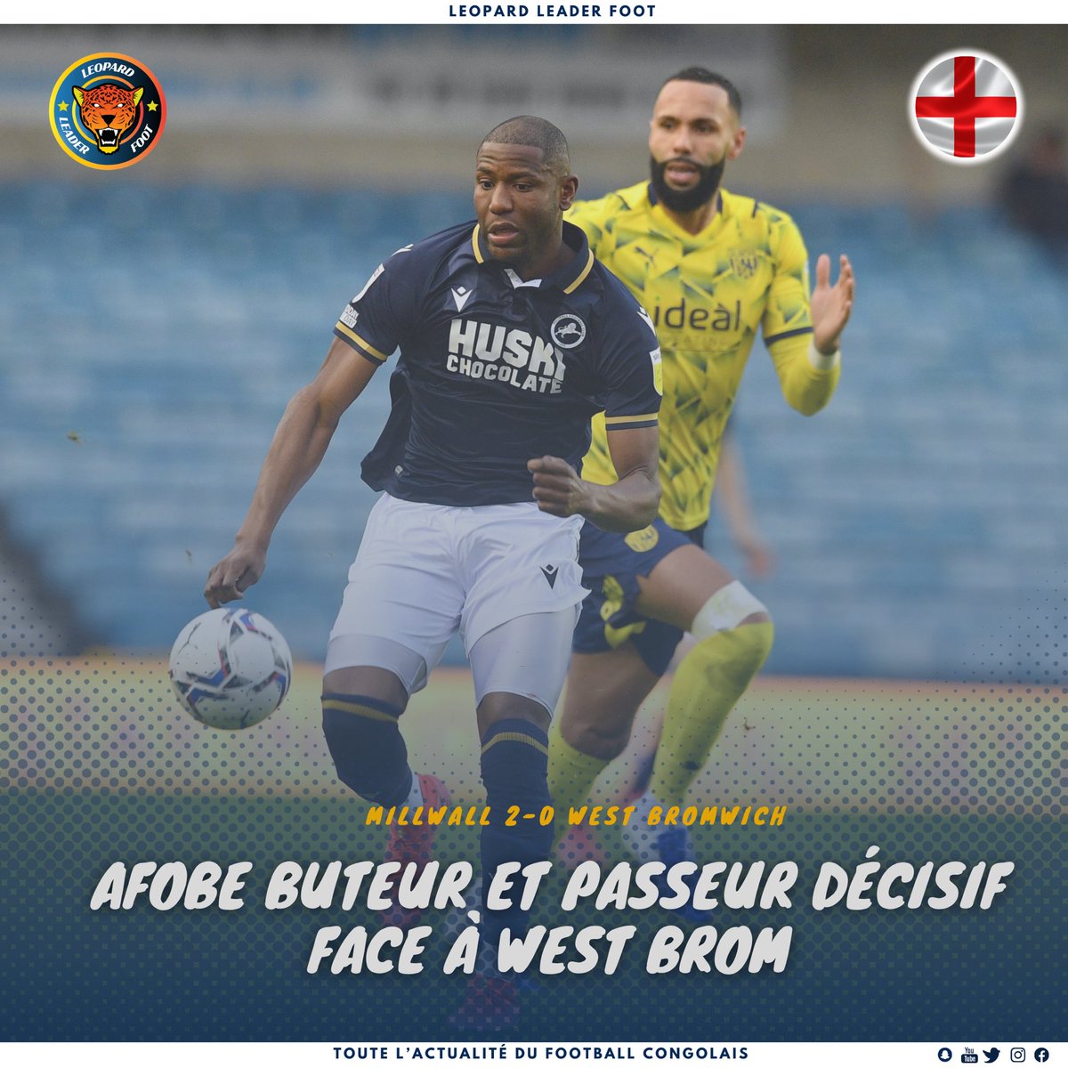 leopard243's tweet photo. Angleterre 🏴󠁧󠁢󠁥󠁮󠁧󠁿 : Millwall retrouve le sourire avec cette victoire 2️⃣-0️⃣ face à West Bromwich. Benik Afobe a contribué à cette fin de série (4 défaites) en délivrant une passe décisive pour le premier buteur du match et d’inscrire le deuxième but de son équipe.
#RDC #Congo #MILWBA https://t.co/MPYbSNfDKX