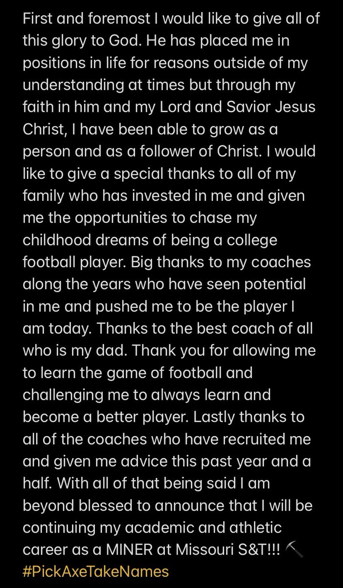 PeytonWebster5's tweet photo. All in committed!! Let’s get it ⛏@ToddDrury @CoachRoss_ @Miners_FB @coachball_FB https://t.co/KjDSuxjSfr