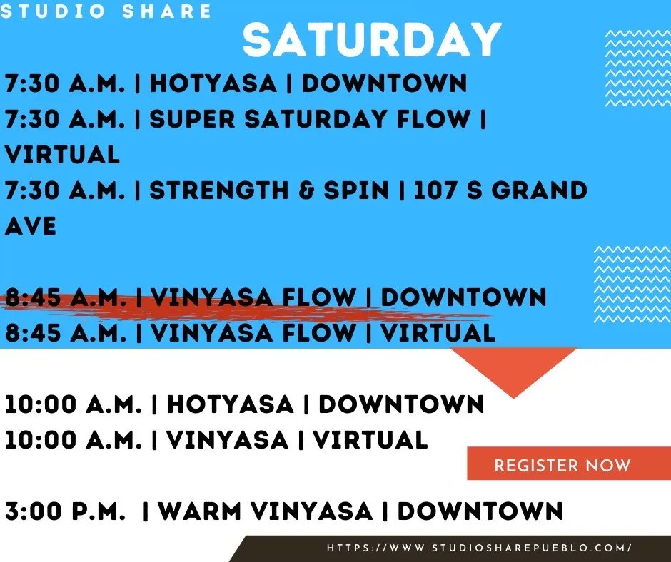 StudioShareCo's tweet photo. Sign up on the app or online at https://t.co/BAbzXxnGVj

#yoga #pueblo #colorado #hotyasa #yogachallenge #namaste #studiosharespin #studioshare #selfcare #newyears #january #newyearnewme https://t.co/ABHqShRQQQ