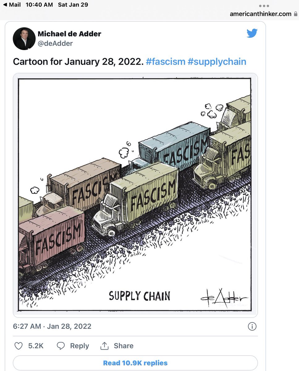 Will Twitter ban this cartoon from the Washington Post declaring the the Canadian Truckers Caravan (with US truckers and millions of citizens support) is “FASCIST?
This is disgusting. Truckers make our lives possible.
