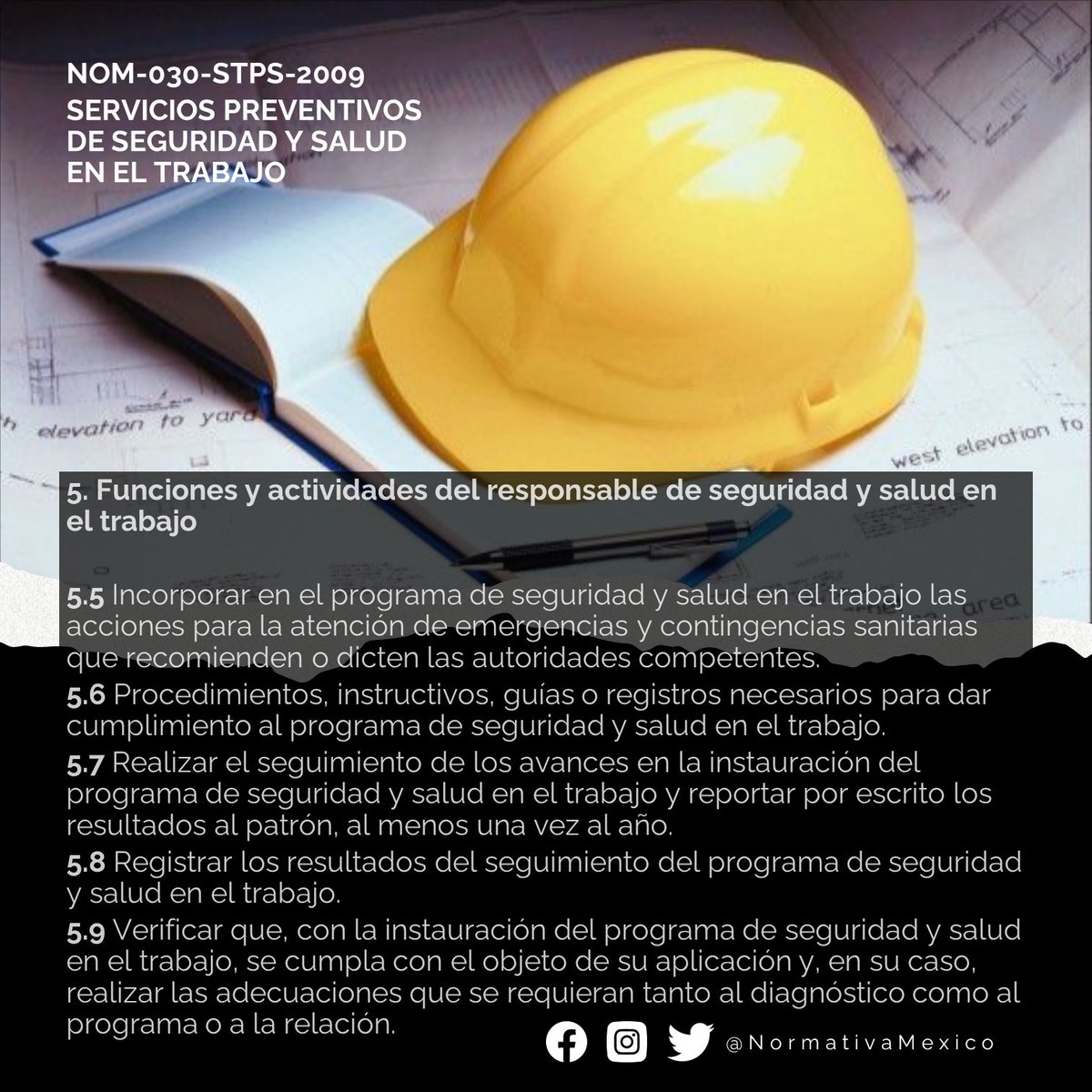 NormativaMexico's tweet photo. Responsable de seguridad y salud en el trabajo: Es el patrón o la persona designada por él, para prestar los servicios preventivos de seguridad y salud en el trabajo.
#NormativaMexico #NOMSTPS https://t.co/UuUjTtaKwb