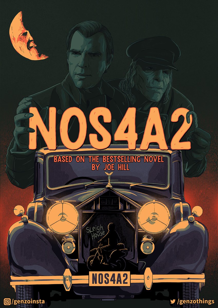 genzothings's tweet image. My alternative poster for the great @NOS4A2 series. I also imagined it as a cover design for @joe_hill &apos;s incredible novel. I hope you like it! #NOS4A2 #fanart