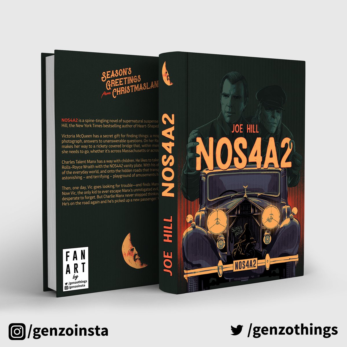 genzothings's tweet image. My alternative poster for the great @NOS4A2 series. I also imagined it as a cover design for @joe_hill &apos;s incredible novel. I hope you like it! #NOS4A2 #fanart