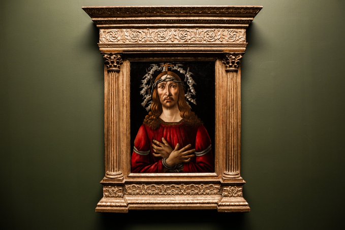 DiCarloRSC's tweet photo. #SanrdoBotticelli is one of the towering #artistic figures of the #ItalianRenaissance. His #painting depicting Christ as #TheManofSorrows was just #auctioned at @Sothebys #NewYork for over 45 million dollars. The #allure of #ReligiousArt #transcendstime! https://t.co/qUtN2Nrfva https://t.co/W0AtHKgXQA
