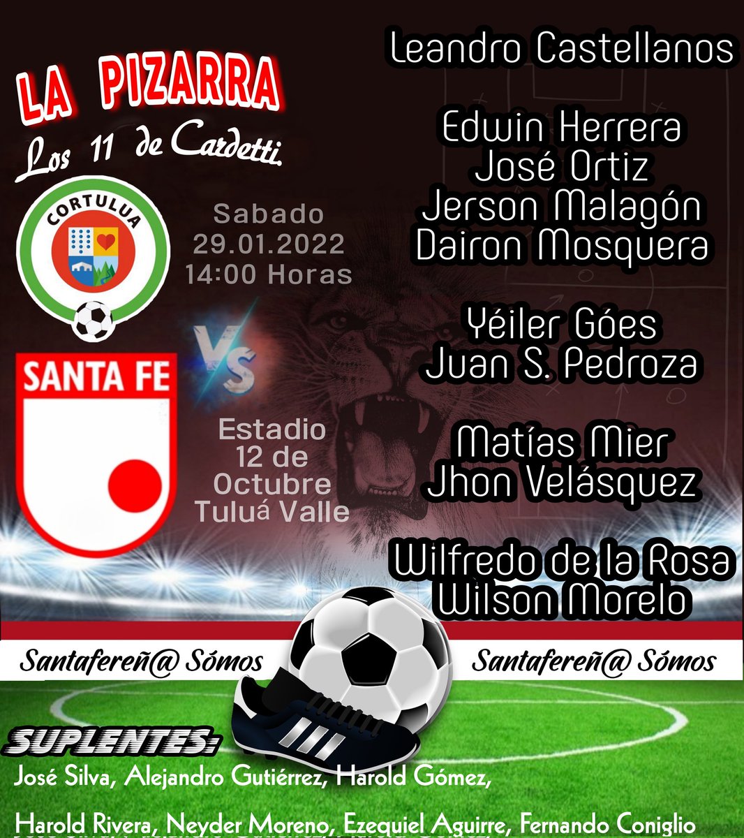 Santasomos's tweet photo. Nómina confirmada para enfrentar al cortuluá
Fecha 3 https://t.co/UkJu1ZAjAs