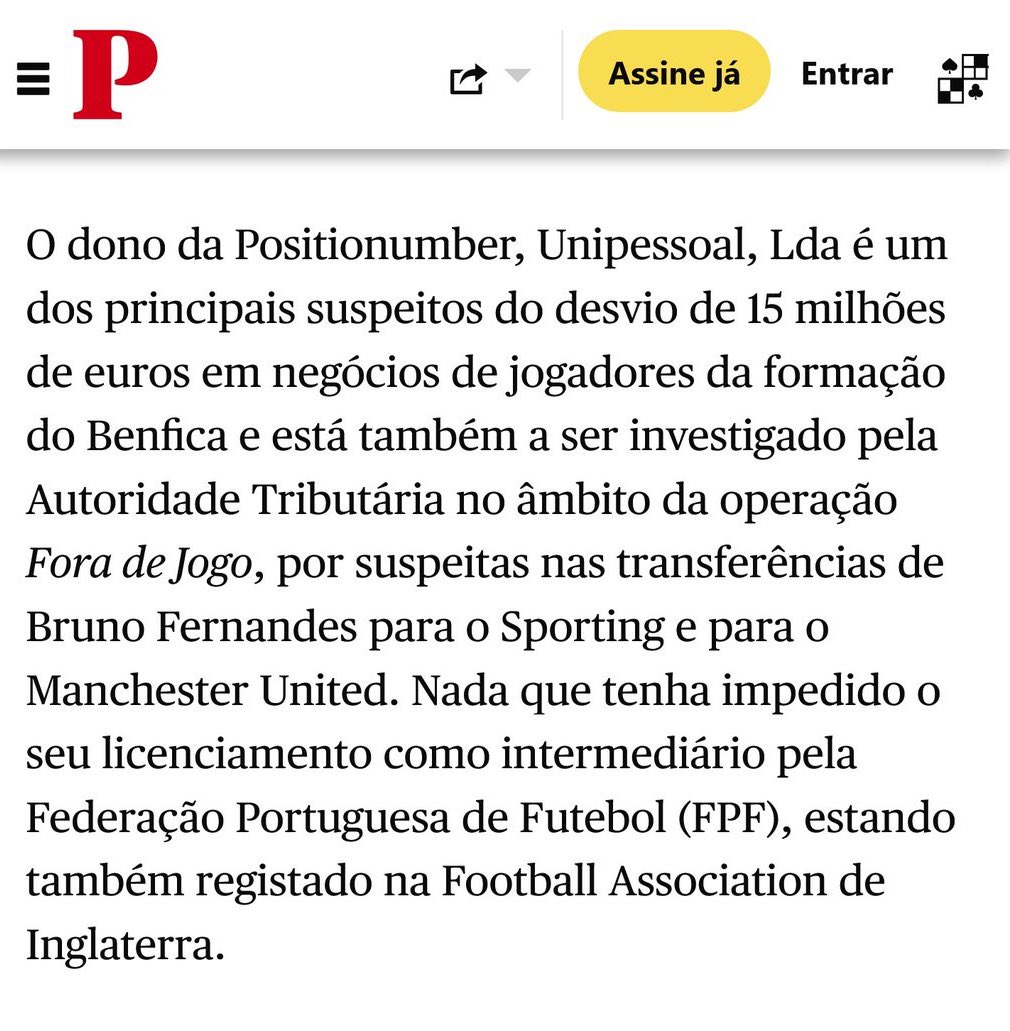 nunovalinhas's tweet photo. O empresário #MiguelPinho, dono da #Positionumber, investigado pela AT à boleia da operação “Fora de Jogo”?
Que COISA ESTRANHA, realmente.
Pode ser que agora se perceba o porquê de ter havido 4 intermediários na transferência de #BrunoFernandes do #SportingCP para o #ManUtd. https://t.co/7RuowWt1b5
