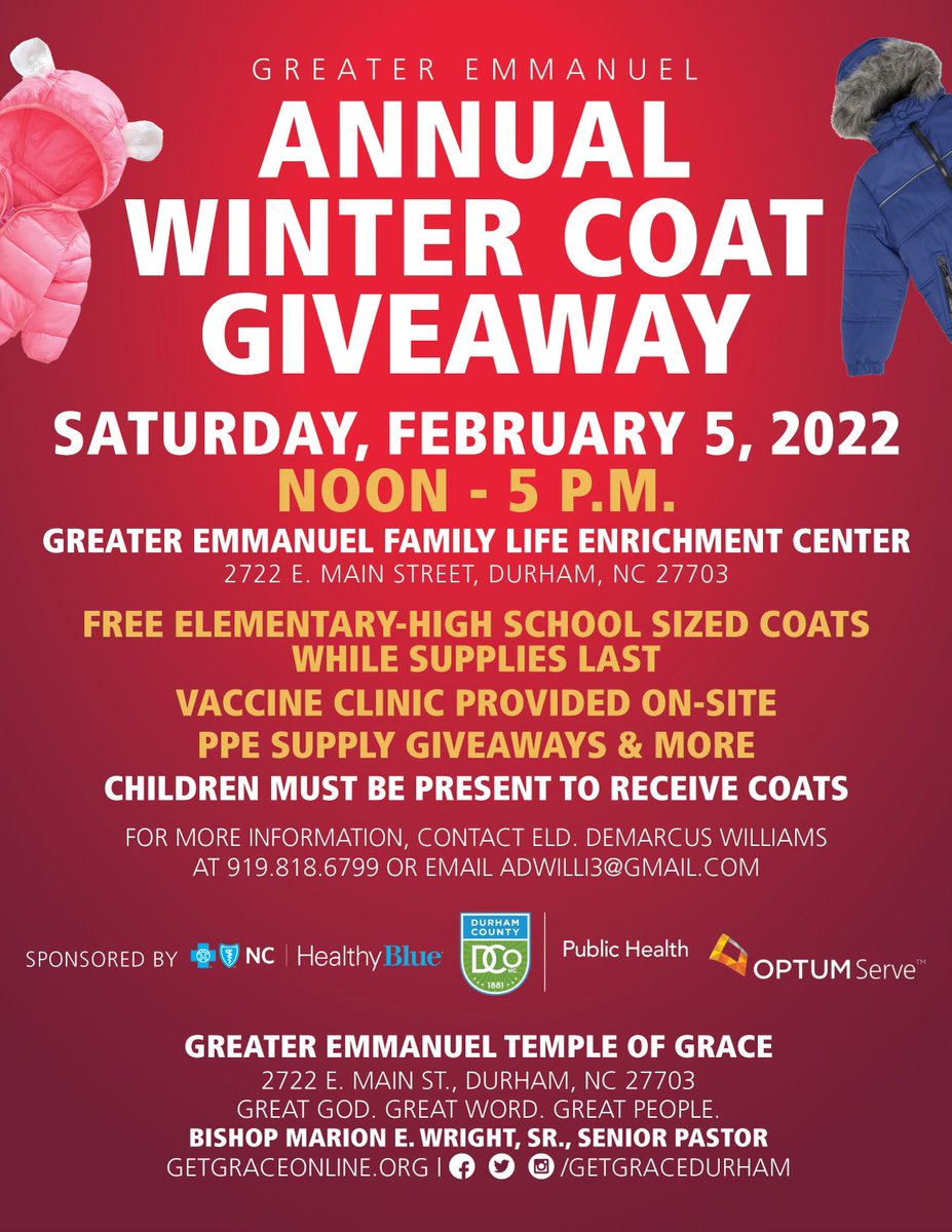 zackhawkinsnc's tweet photo. As I mentioned this wk, it’s incredibly cold and kids need coats! I’m glad to join @getgracedurham to make this happen. Contact 9198186799 if you want dropoff a coat for an elementary aged child. #inthistogether #bundleup #community #Durham #hd31 https://t.co/FyLxpoYblR