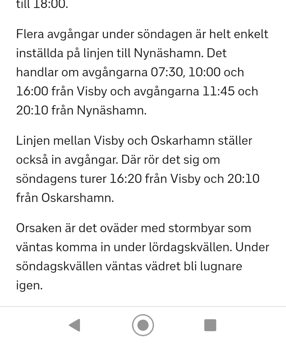 matka's tweet image. Eller som en gotlänning skulle ha skrivit: "samtliga avgångar".