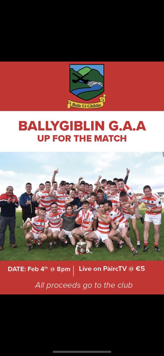 Ballygiblingaa's tweet photo. Get ready for the trip up next Saturday morning by settling in for some craic agus ceoil with up for the match @Ballygiblingaa style. Kindly streamed by @PaircTV , cost €5. Throw in 8pm Friday. Here’s the link https://t.co/hHtQscZRBT https://t.co/hZbpWGgTNV