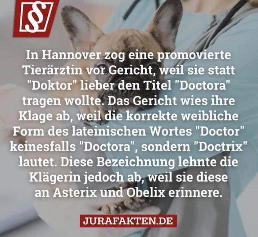 AnetteSchultner's tweet photo. Die Dame ist aber schwierig. Es gibt ja nicht nur Asterix und Obelix, sondern auch Beatrix.
☝️🥸 #Doctrix #gendern https://t.co/mnmtbZnV90