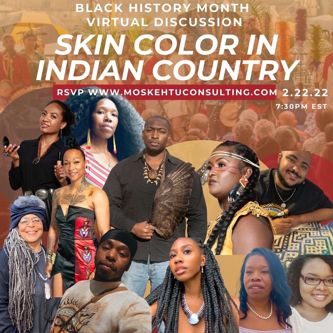 MelaninMvskoke's tweet photo. In Honor of #BlackHistoryMonth @moskehtuconsulting has invited individuals from various tribes around the country to have a discussion highlighting the existing generational trauma in our communities regarding the color of skin in Indian Country. https://t.co/lMcahCp9Hq