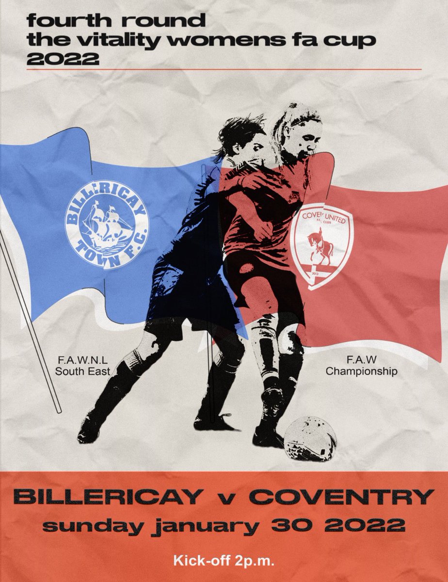 So tomorrow our 4th tier <a href="/BTFCWomen/">Billericay Town FC Women</a> side play @FAWomensChamp side @CovUnitedLFC in the @VitalityWFACup 4th round. So proud of the group! what ever the score is as a manager I could not have asked for anymore from this talented squad of players! Let’s try and make history 💙