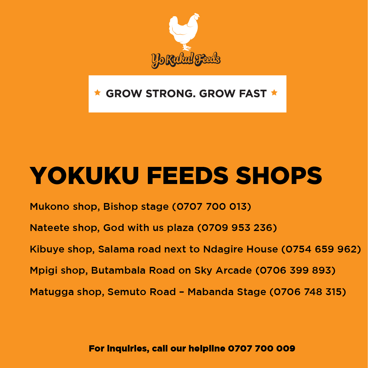 newvisionwire's tweet photo. SPONSORED: Visit any of our @YoKuku_Feeds shops across the country to buy the best quality feeds for your birds today. Our Distribution Centre is located on Plot 243, Bukoto along Kira Road, next to Kabira Country Club. Tel: +256 707 700 009 #GrowStrongGrowFast https://t.co/T8EvktU6i6