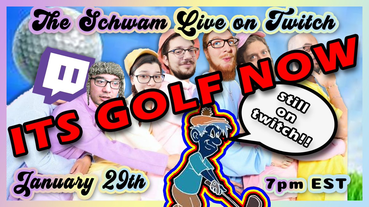 The Weather changed our plans! But the show must go on! The band is playing Golf With Your Friends at 7pm at twitch.tv/theschwamnj ! Come hang out and celebrate our first Affiliate stream!

The full band show will be moved to Friday February 11th! More details coming soon!