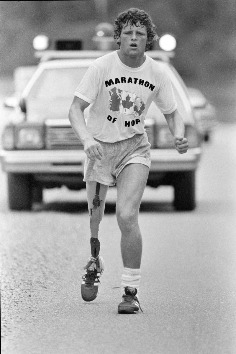 oldcanadaseries's tweet image. Winnipeg, Manitoba born athlete, Terrance Stanley Fox, during his marathon of hope run.  A Canadian hero.