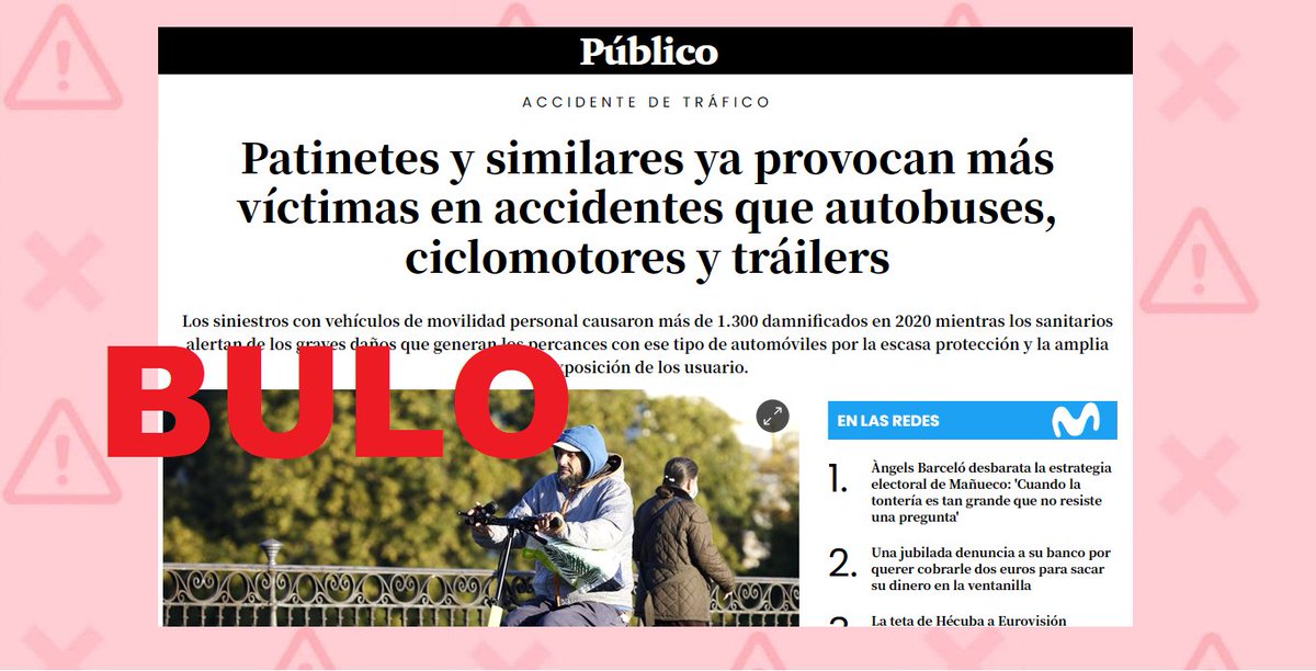Ayer, el diario @publico_es publicó un esperpéntico artículo firmado por @e_bayona que supera todo lo visto hasta ahora en la campaña de acoso y derribo contra los Vehículos de Movilidad Personal (#VMP) que mantienen varios medios de la prensa española. 🧵⬇