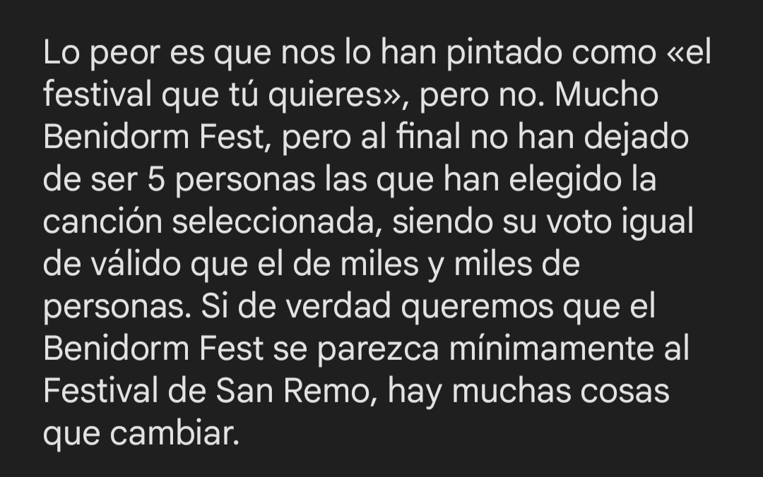 loumalvarez's tweet photo. El «festival que tú quieres» ha elegido a dedazo la canción que han querido 5 personas. Vinga, déu! 🧐👋

Pero tranquilas @rigobandini y @tanxugueiras, que el talento que se queda es el vuestro. [De verdad, os quiero igual que a @varrybrava y @soyRayden]

#benidormfest https://t.co/QAx8SG99GR