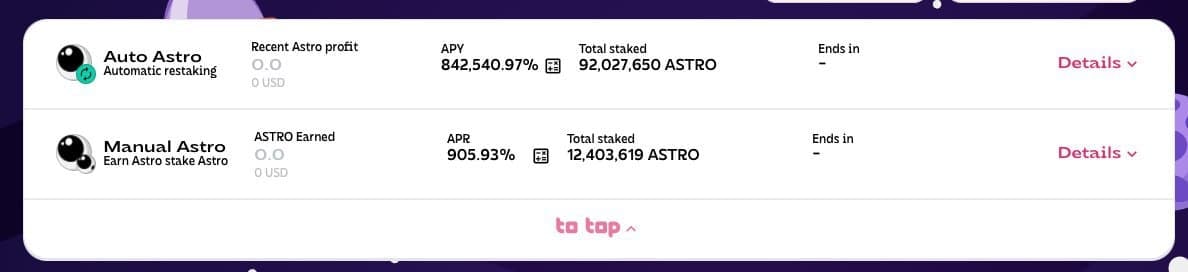 🚀 #ASTROnomical Staking Update

🔥 We have now entered into a whole new galaxy of interstellar APY - check out this update straight from Mission Control!

📈 Take a look for yourself! 👉bit.ly/3GbsT4j