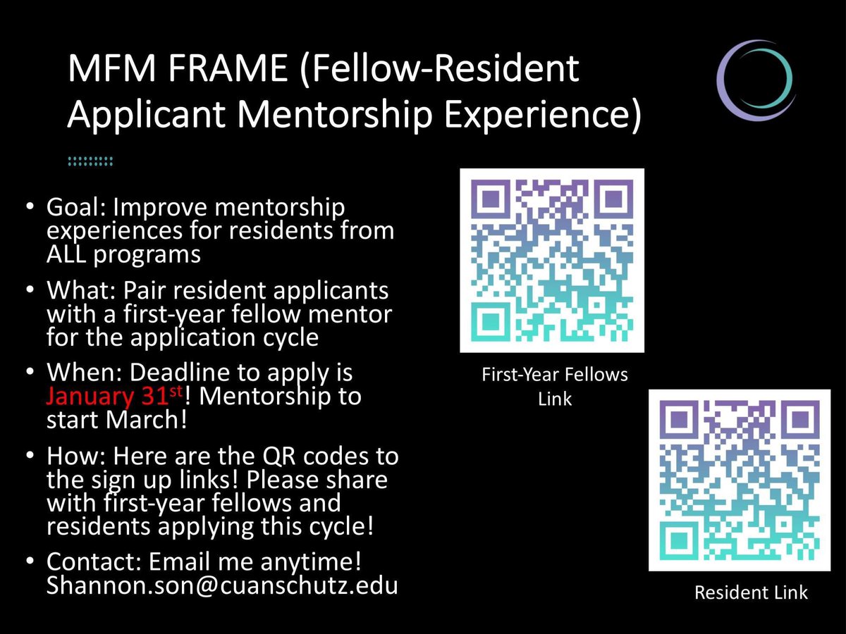 sson907's tweet photo. Attn all first-year fellows and residents applying MFM! Don’t forget to sign up for the MFM FRAME program by January 31st! Spread the word! https://t.co/9pnXQwjUMU