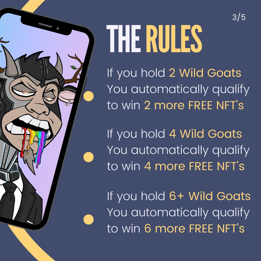 WildGoatGangNFT's tweet photo. Daily "DOUBLE YOUR NFT" Raffle is here! ✨

The raffle is designed to reward our holders, DOUBLING the NFTs which they have! 🐐🚀

↓ Read how it works ↓ https://t.co/stu4BAW4qv