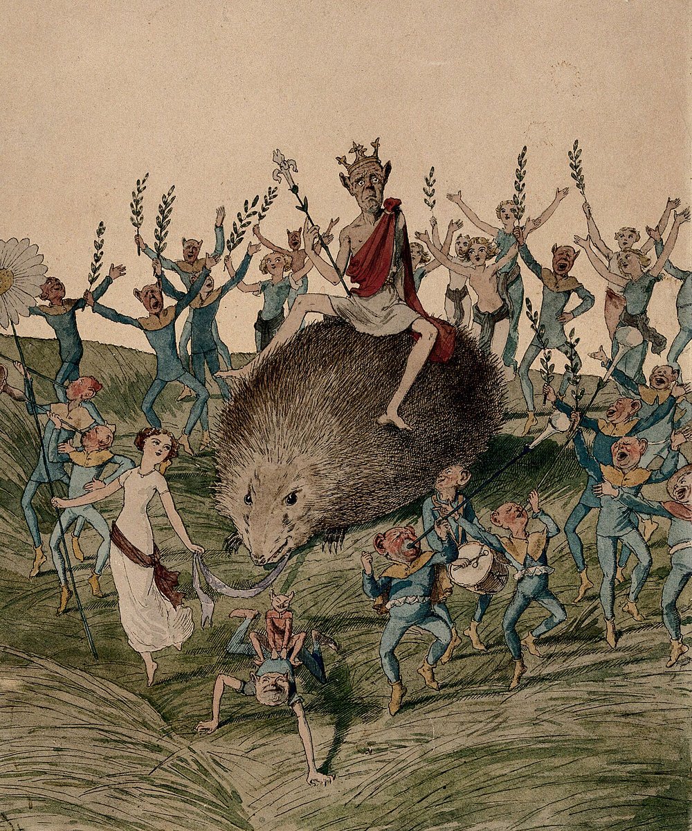 Enchanted Booklet (@dreamerbook) on Twitter photo Crowned Fairy King seated on a Hedgehog drawn by Girl holding a giant daisy, accompanied by Dancing Fairies.
Artist : Charles Altamont Doyle, the father of Sir Arthur Conan Doyle
#charlesaltamontdoyle #watercolor #fairies Crowned Fairy King seated on a Hedgehog drawn by Girl holding a giant daisy, accompanied by Dancing Fairies.
Artist : Charles Altamont Doyle, the father of Sir Arthur Conan Doyle
#charlesaltamontdoyle #watercolor #fairies