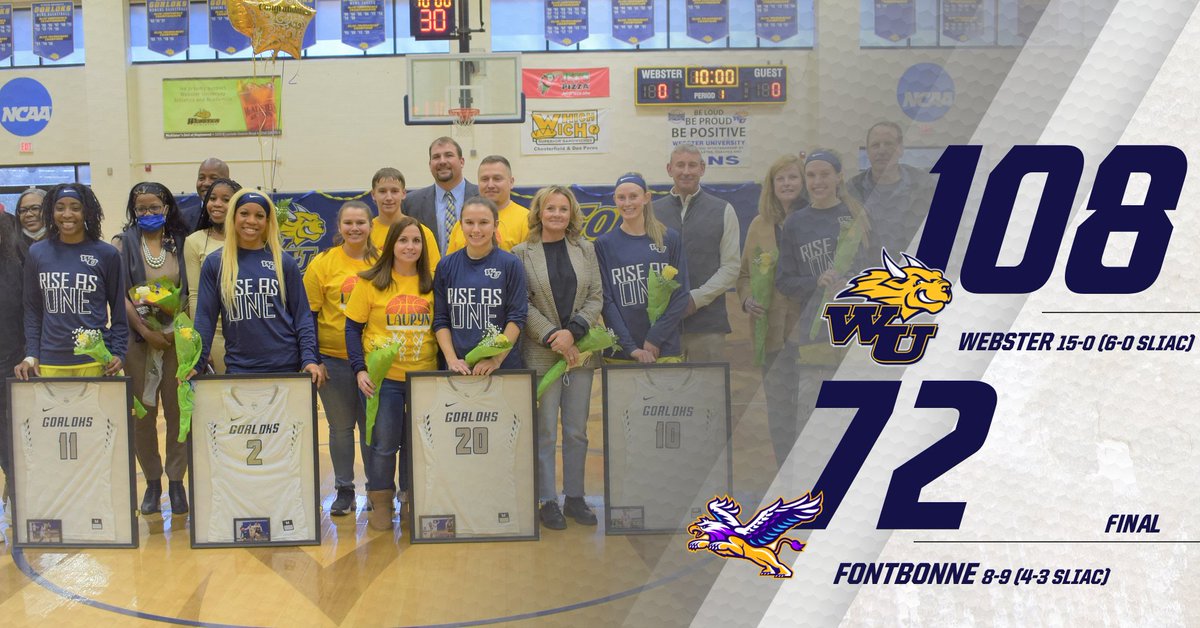 Webster U. Athletics (@gorloksports) on Twitter photo GORLOKS WIN! <a href="/GorlokWBB/">Webster University Women's Basketball</a> improves to 15-0 on the season with a 108-72 win over Fontbonne on Senior Day! They are now 6-0 in the <a href="/SLIAC/">SLIAC</a>! <a href="/WebsterUNews/">WebsterU News</a>
#LokNation GORLOKS WIN! <a href="/GorlokWBB/">Webster University Women's Basketball</a> improves to 15-0 on the season with a 108-72 win over Fontbonne on Senior Day! They are now 6-0 in the <a href="/SLIAC/">SLIAC</a>! <a href="/WebsterUNews/">WebsterU News</a>
#LokNation