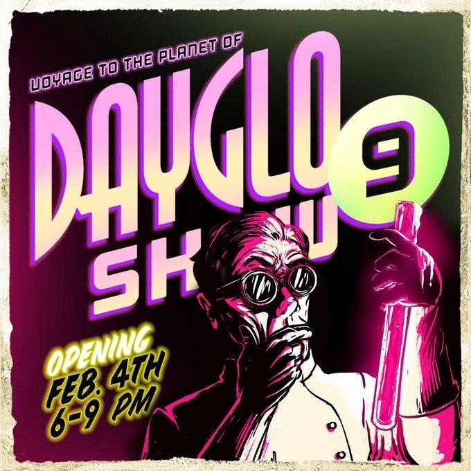 Don't mind my stink face (winter does that to me) but do check out the <a href="/DayGloColorCorp/">DayGlo Color Corp</a>  show at <a href="/WaterlooArts/">Waterloo Arts</a> . It'll be a blast!

The 9th annual DayGlo exhibit will present the glowing work of 40 local artists on Friday February 4, 6-9PM 

I'm excited to show off my piece!