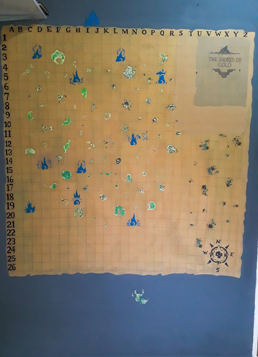 KrisKalissa's tweet photo. I've been working on this painting for a long time, but because of the school it took me a little longer to finish. I present you my Sea of Thieves map, with unmapped islands and mermaid shrines :) 
#BeMorePirate #SeaOfThieves #SeaOfThievesCommunityDay @SeaOfThieves @RareLtd https://t.co/pdHTy8Uo2I