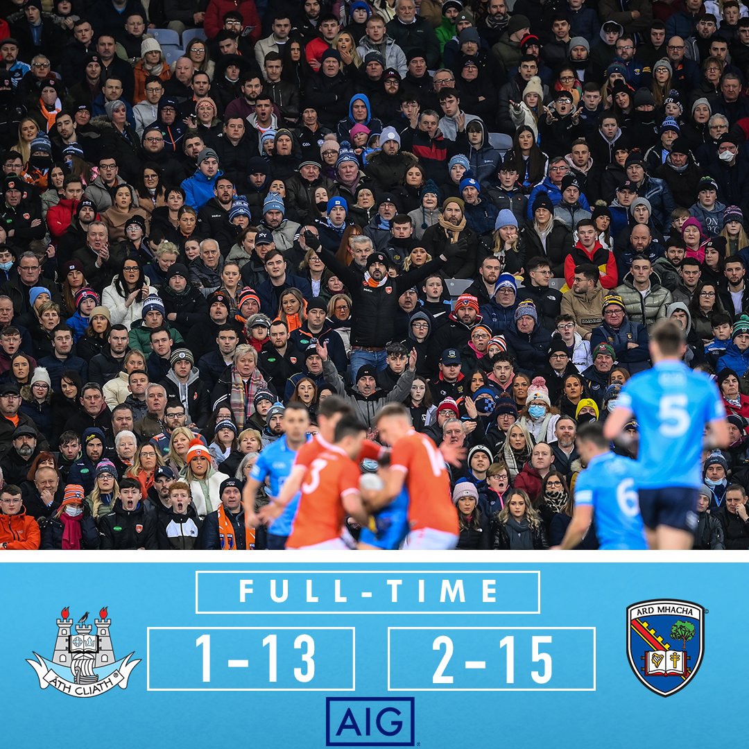 DubGAAOfficial's tweet photo. All over at Croke Park and it's defeat in our opening League game of the year. 

Well done to @Armagh_GAA! 

#UpTheDubs https://t.co/3Wd6KCmp9i