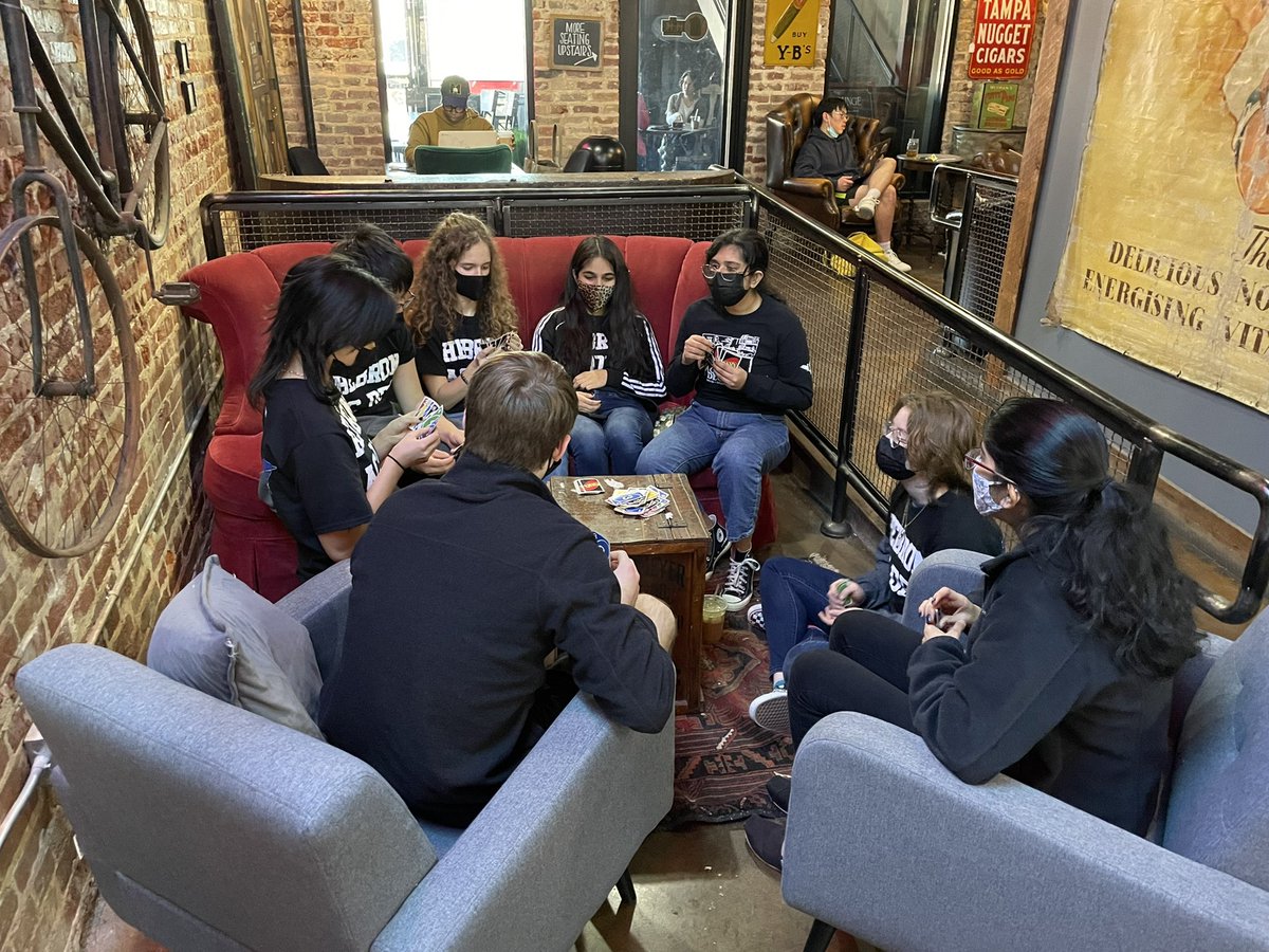 mrs_friend's tweet photo. After a long day of competition, there’s nothing better than a little coffee and a little Uno! #FlexFactor https://t.co/PMApYi4Bz9