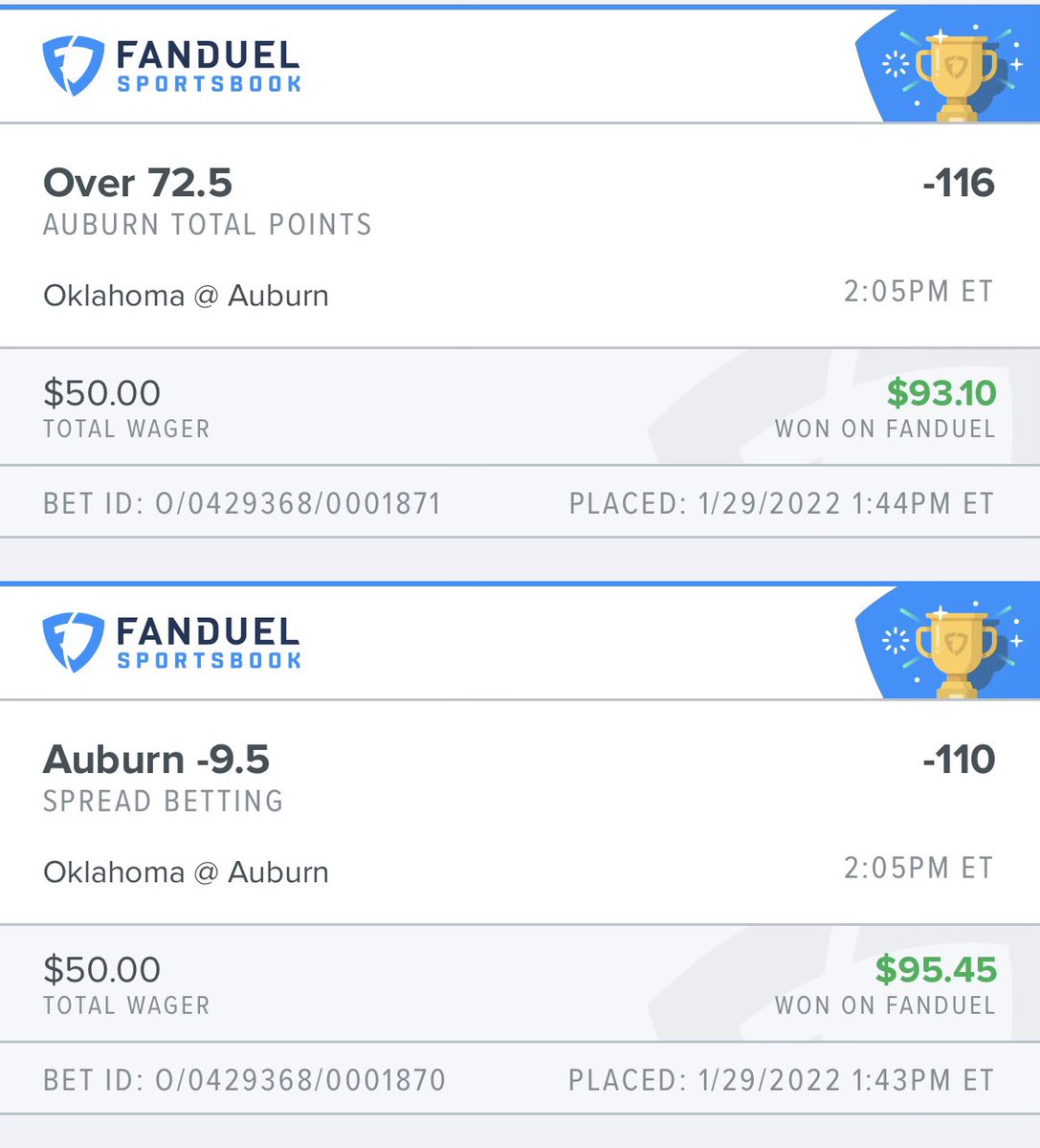 Picks6ix's tweet photo. Stay low key and let people assume 🤫 Cash it ✅ #WarEagle #FanDuel #lockasourousrex https://t.co/udMZW2Yvun