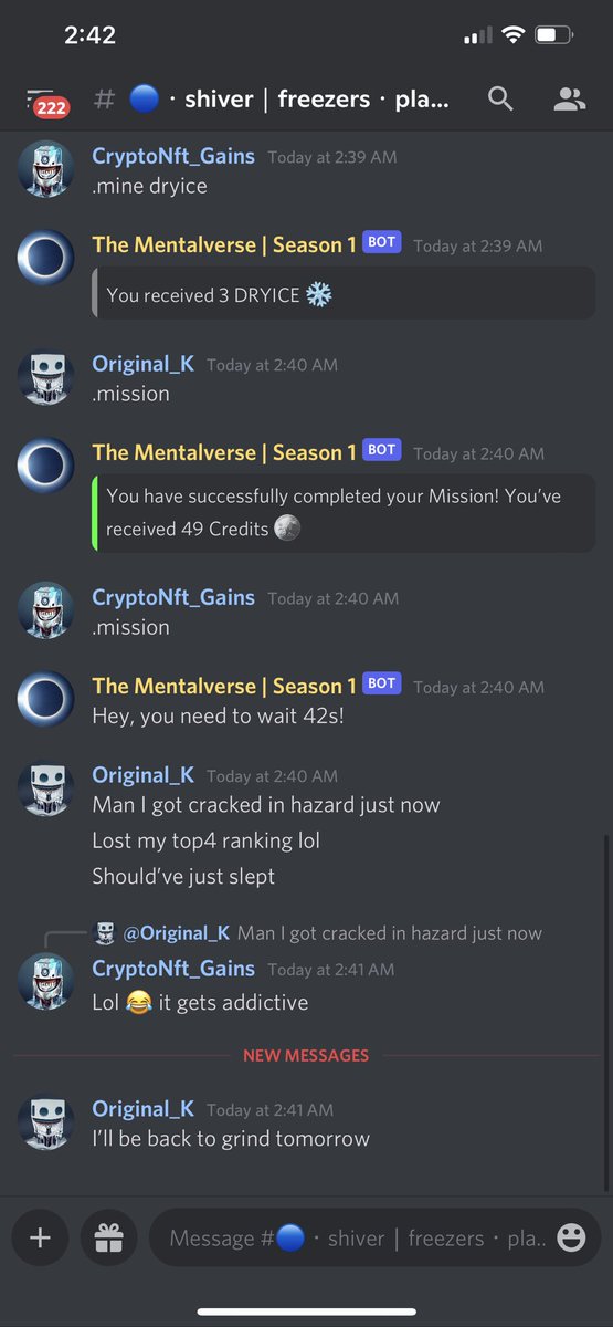 🪐The Mentalverse | Season 1🪐 

We officially launched S1 of The Mentalverse and it’s LIT 🔥 Open only for the GFG, our OG Mentals 🙃

Discord is BUILT DIFFERENT 👾🕹 No more boring GM/GN 🥱 Check the vibes

If you’re not GFG:

-Comment “I WANT IN”
-Follow <a href="/DementalsNFT/">DEMENTALS | Season 1</a>

#NFT