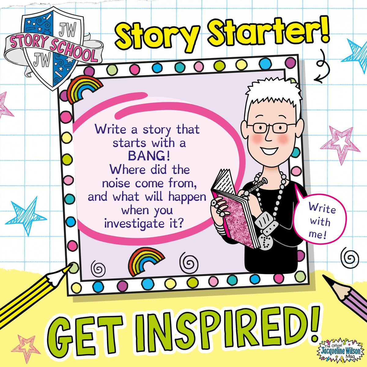✏️ BE INSPIRED ✏️

Fancy writing a story this weekend? Why not try out our #SaturdayStoryStarter? 📚

We love reading stories at #JacquelineWilson Mag, so don't forget to email them to jwmag@dcthomson.co.uk! 

#write #book #writing