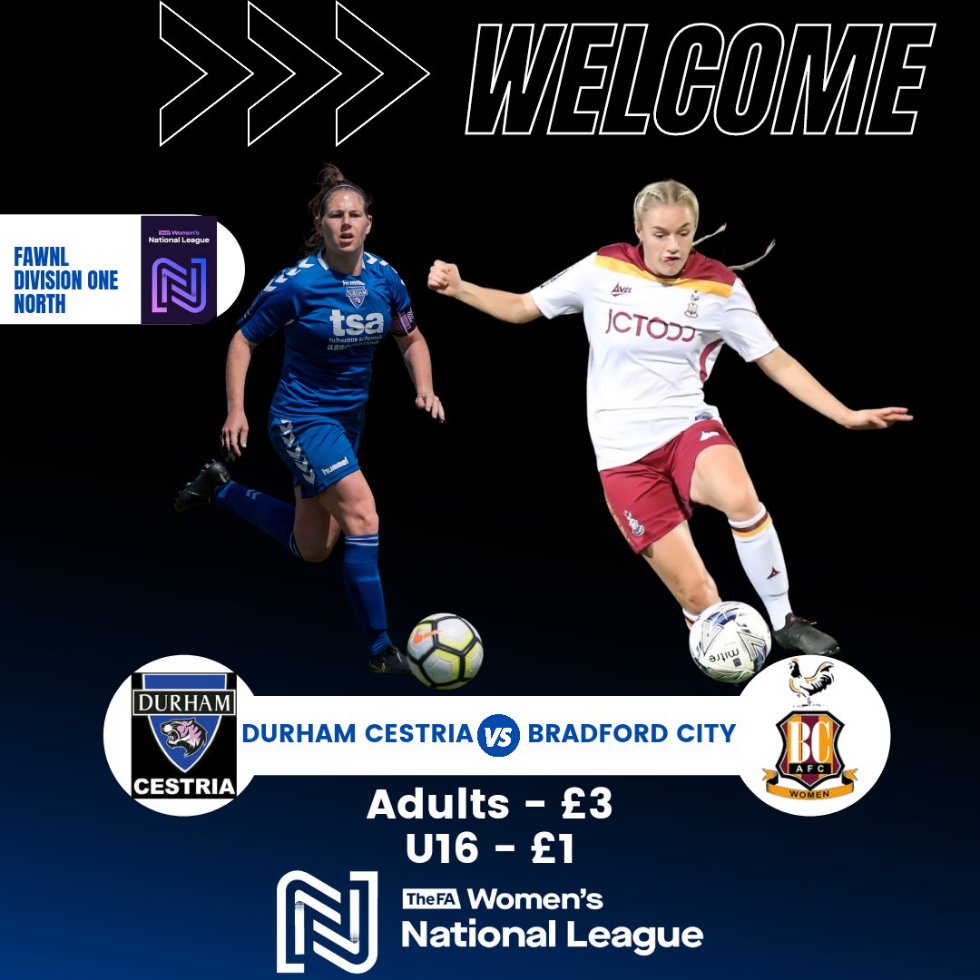 📢 Reminder 📢

A reminder that our game tomorrow vs. <a href="/bcafc_women/">Bradford City AFC Women</a> in the <a href="/FAWNL/">FA Women's National League</a> will take place at New Ferens Park, DH1 1GG. There will also be a cost to entry with adults entering for £3 and concessions/U16s at £1.

#UTD