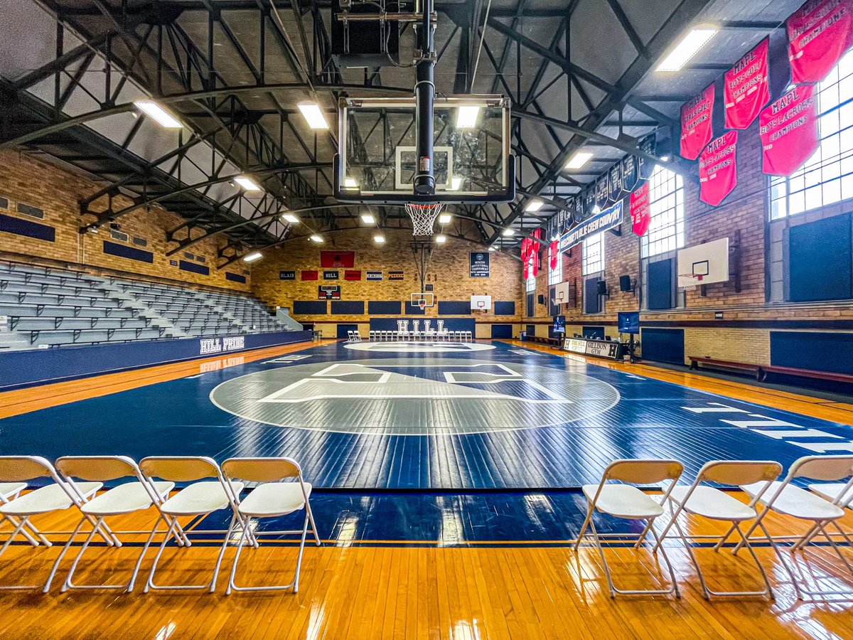 DHoff_dissident's tweet photo. First time we rolling out our new competition mats &amp; our first time wrestling in Gillison Gym! This has been a dream of mine since I took the job at @wrestling_hill 4 years ago. Thanks to @seilberg to giving us the keys to the kingdom this w/e! @HillAthletics @resilite #GoHill https://t.co/sF150N1Kbf