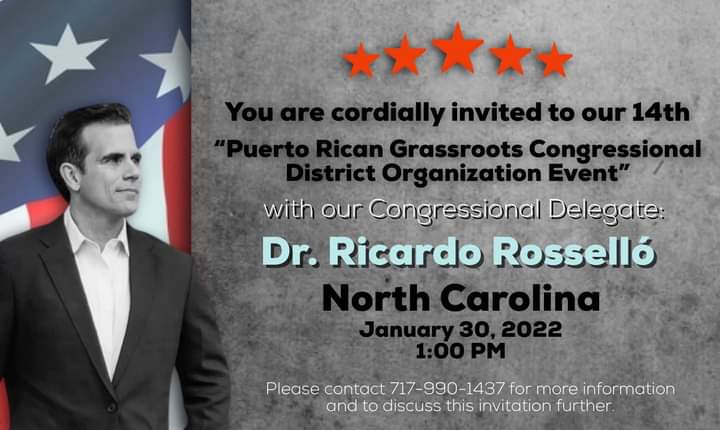 Manolitooo11's tweet photo. Mañana domingo el delegado congresional Ricardo Rossello estará en North Carolina realizando el “Grassroots Congressional District Organization” seguimos visitando los distritos electorales con gran presencia hispana. #StandUpForJustice #StatehoodForPRNow https://t.co/Ozo7qtCbnB