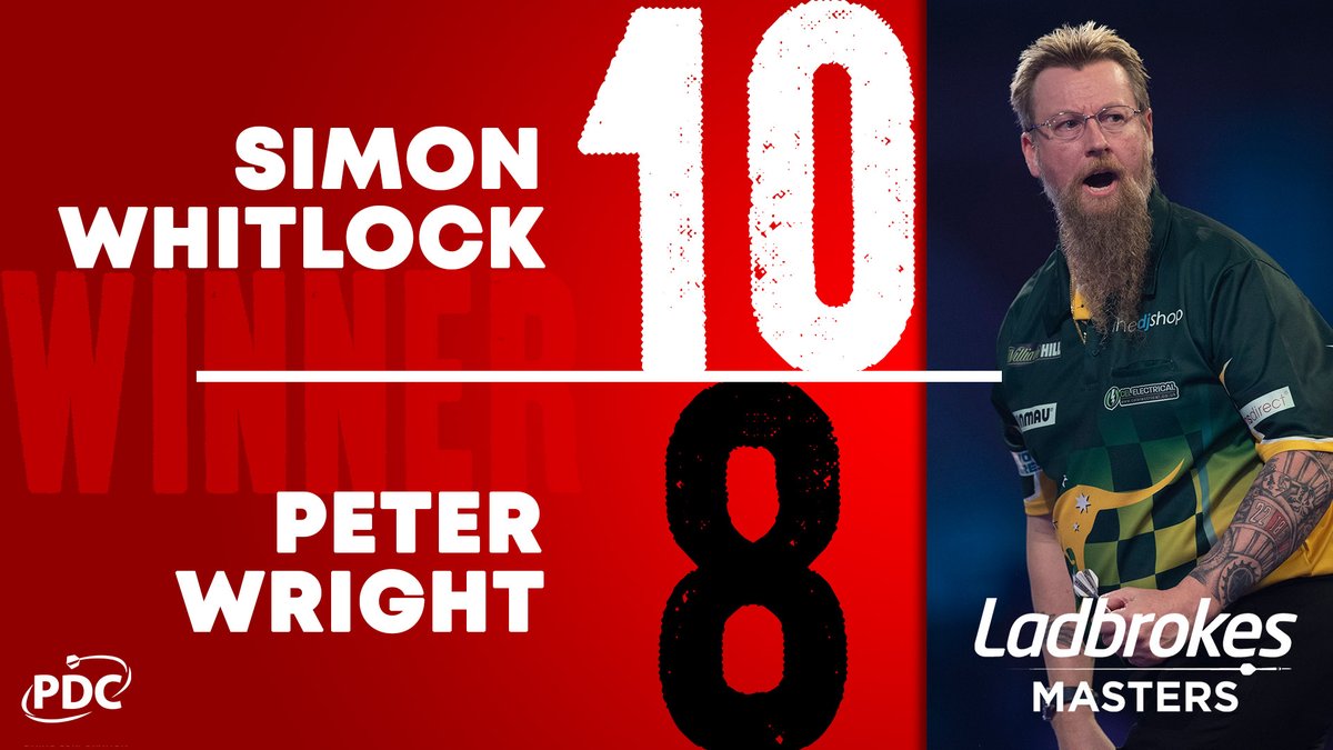 𝗪𝗵𝗶𝘁𝗹𝗼𝗰𝗸 𝘀𝗵𝗼𝗰𝗸𝘀 𝗪𝗿𝗶𝗴𝗵𝘁!

Not the ideal start for the newly crowned World Champion, as he - and his new darts - slip to a 10-8 defeat to Simon Whitlock!

#LadbrokesMasters