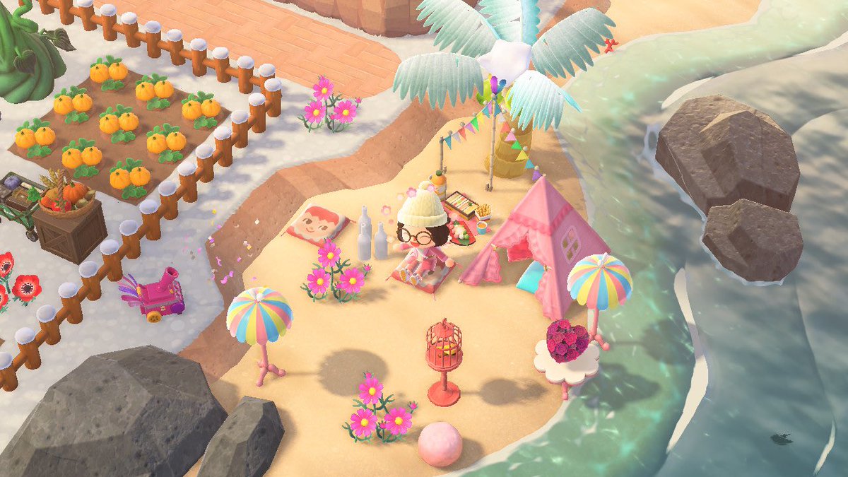 mclovin_acnh's tweet photo. Pink Beach Campsite!🥰🤠 https://t.co/rd8lKcKXbn