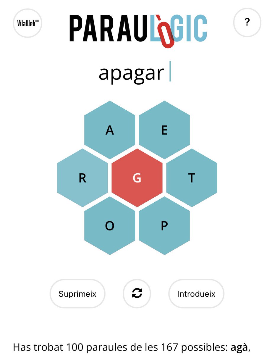 mballesp's tweet image. Per avui ja n’hi ha prou 100 paraules i els 5 tutis cal “apagar” el cervell….. fins demà jijijijij #paraulogic @paraulogic