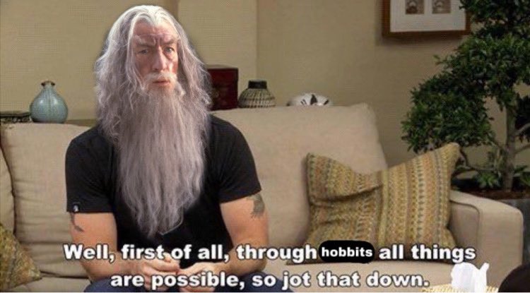 myelessar's tweet photo. elrond: we need someone to save middle-earth 

gandalf: https://t.co/KgpcUwq636