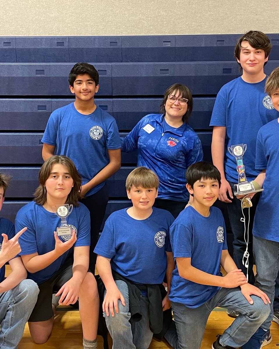 MegWilliams_Edu's tweet photo. They did it! Our @firstlegoleague teams that competed today both took home trophies! Crazy Cargo won #1 Core Values and is advancing to Regionals March 5. Elibot won the Motivate award! So proud of their teamwork. #parishmsmagic #parishstem @parishepiscopal https://t.co/XABJZ8Lmhx