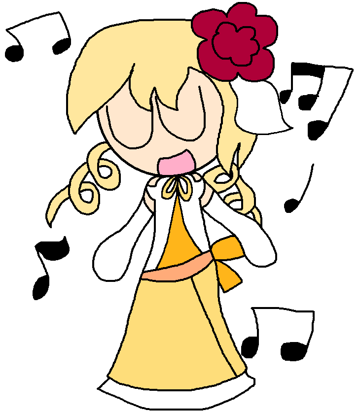 I drew Mami singing Opera thanks to her mod giving me most opera