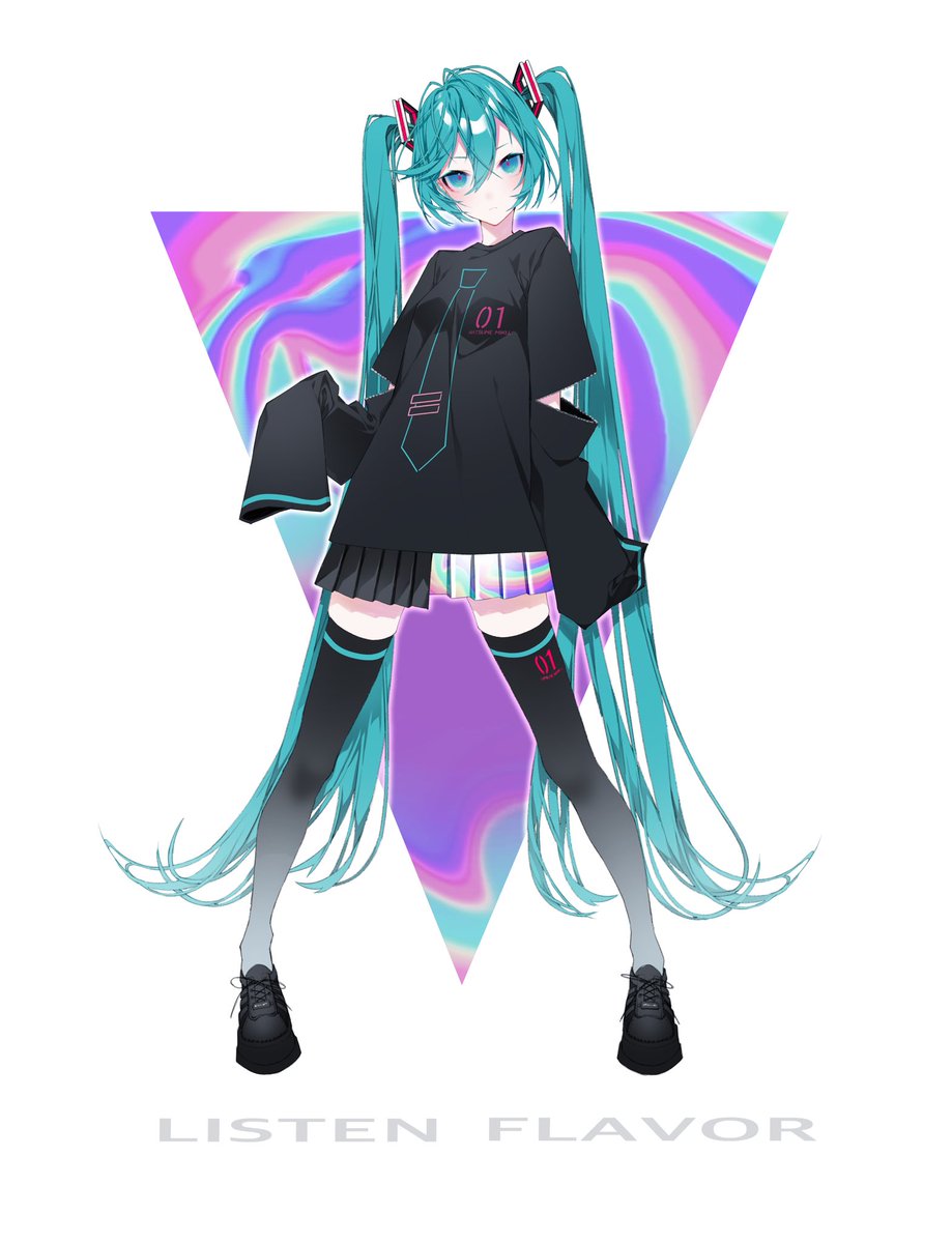 初音ミク 「リッスンフレーバーコラボ可愛すぎた 」|₁₀₅₅のイラスト